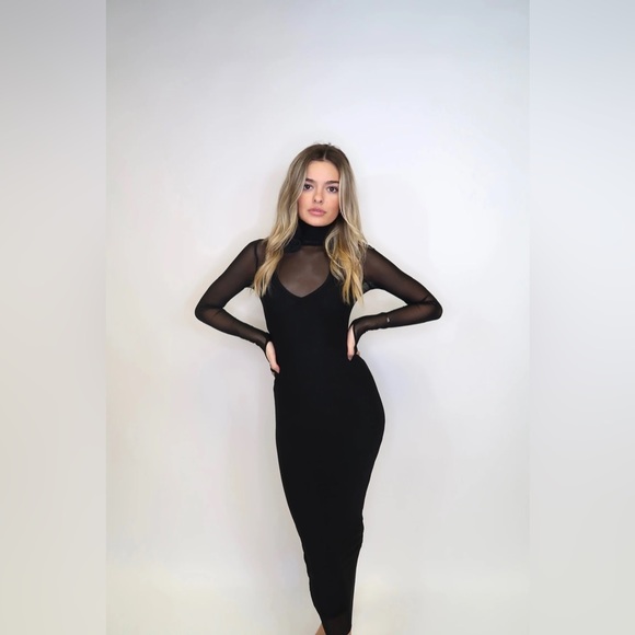 AFRM ~ Shailene Mesh Dress in Black - Picture 6 of 9